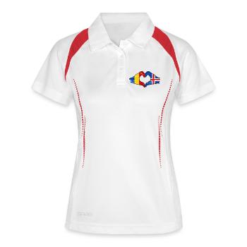 Drapeau de la Roumanie et de l'Islande en forme de cœur - Polo respirant Femme - blanc/marine - Devant