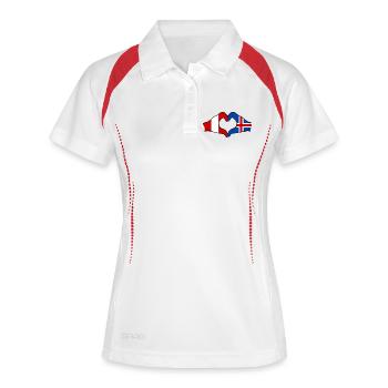 Drapeau de l'île du Pérou, mains en forme de cœur - Polo respirant Femme - blanc/marine - Devant