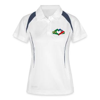 Brésil Palestine Drapeau Mains Coeur Forme - Polo respirant Femme - blanc/marine - Devant