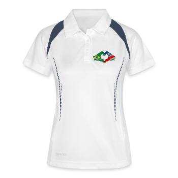 Brésil Namibie drapeau mains forme coeur - Polo respirant Femme - blanc/marine - Devant