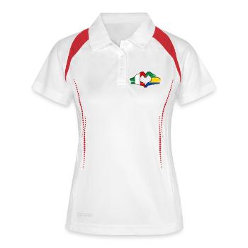 Italie Gabon Drapeau Mains Coeur Forme Utilisé - Polo respirant Femme - blanc/marine - Devant