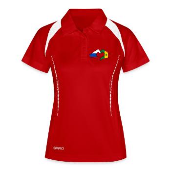 Russie Sénégal Drapeau Mains Coeur Forme - Polo respirant Femme - blanc/marine - Devant
