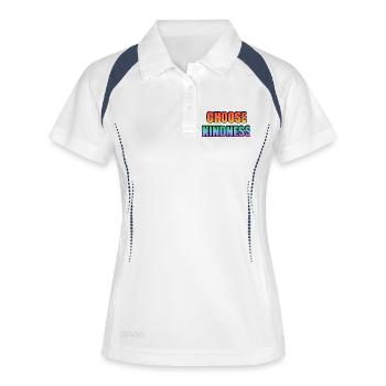 Gay Pride Regenbogen Wählen Sie Freundlichkeit Typografie - Frauen Polo atmungsaktiv - Weiß/Navy - Vorne