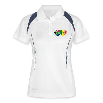 Südafrika Senegal Flagge Herz used - Frauen Polo atmungsaktiv - Weiß/Navy - Vorne