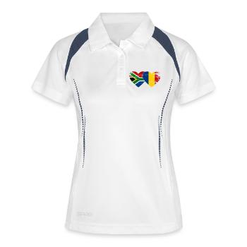 Südafrika Rumänien Flaggen Herz - Frauen Polo atmungsaktiv - Weiß/Navy - Vorne