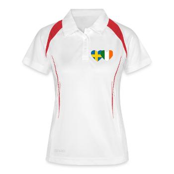 Suède Irlande Drapeau Coeur - Polo respirant Femme - blanc/marine - Devant