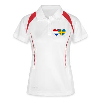 Hollande Suède Drapeau Mains Coeur Forme - Polo respirant Femme - blanc/marine - Devant