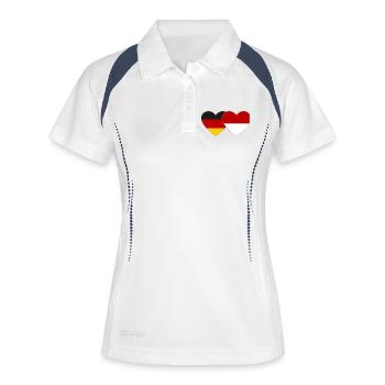 Allemagne Monaco Drapeau Coeur - Polo respirant Femme - blanc/marine - Devant