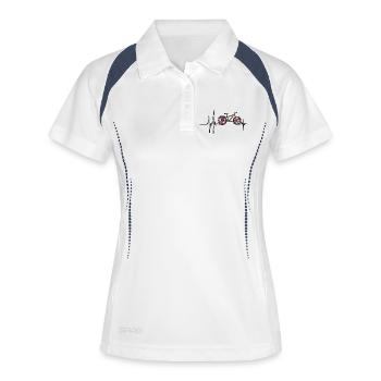 Bicycle Cycling Sport Road Heart Rhythm - Women's Polo breathable - white/navy - Front