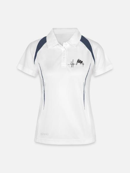 Course Automobile | Cœur Bat Drapeau à Damier - Polo respirant Femme - blanc/marine