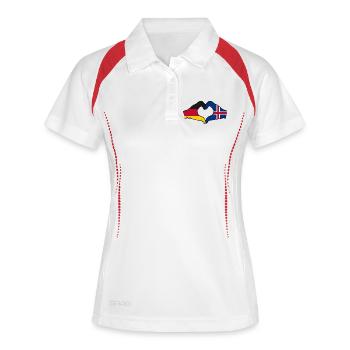 Deutschland Island Flagge Haende Herzform - Frauen Polo atmungsaktiv - Weiß/Navy - Vorne