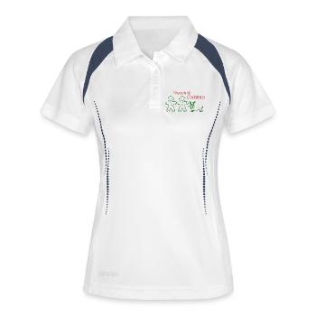 Christmas – Minimal Gingerbread & Dackel (Green) - Frauen Polo atmungsaktiv - Weiß/Navy - Vorne