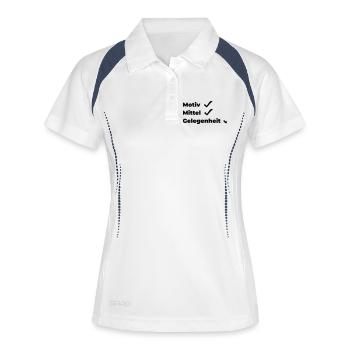 Motiv Mittel Gelegenheit - Frauen Polo atmungsaktiv - Weiß/Navy - Vorne