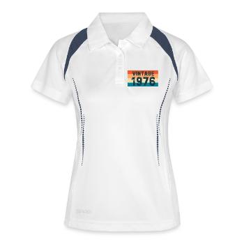 Coucher de soleil rayé vintage 1976 - Polo respirant Femme - blanc/marine - Devant