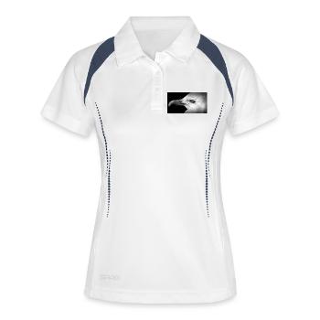 Schwarzweißes Möwenprofil - Frauen Polo atmungsaktiv - Weiß/Navy - Vorne