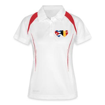 Cœur du drapeau de Cuba Belgique - Polo respirant Femme - blanc/marine - Devant