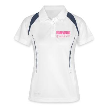Perimenopause Frauen Stimmung - Frauen Polo atmungsaktiv - Weiß/Navy - Vorne