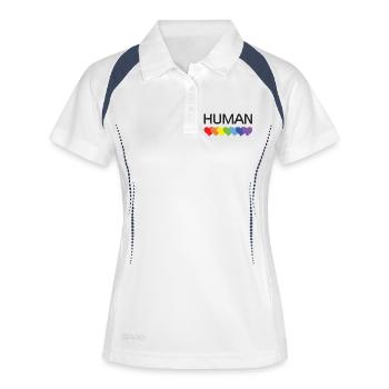 LGBTQ-Pride-Monat – Wir sind alle Menschen - Frauen Polo atmungsaktiv - Weiß/Navy - Vorne