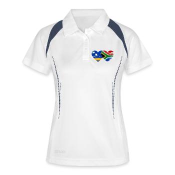 Drapeau de Curaçao Afrique du Sud Mains Forme de cœur - Polo respirant Femme - blanc/marine - Devant