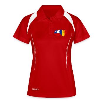 Cœur du drapeau Chili-Roumanie utilisé - Polo respirant Femme - blanc/marine - Devant