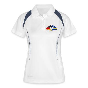 Deutschland_Curaçao_Flagge_Haende_Herzform_used - Polo respirant Femme - blanc/marine - Devant