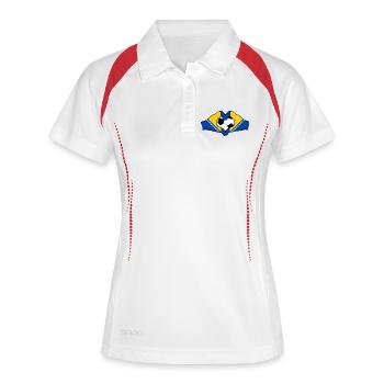 Bosnische Flagge Fußballherz - Frauen Polo atmungsaktiv - Weiß/Navy - Vorne