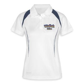 Wallah Krise  - Frauen Polo atmungsaktiv - Weiß/Navy - Vorne