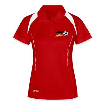 Balle de football avec le drapeau allemand - Polo respirant Femme - blanc/marine - Devant