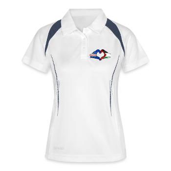Kap Verde Palaestina Flagge Hände Herzform used - Frauen Polo atmungsaktiv - Weiß/Navy - Vorne