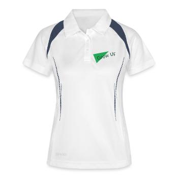 Motif du triangle vert grandissant - Polo respirant Femme - blanc/marine - Devant