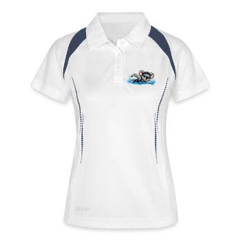 Süßer Koala beim Schwimmen - Frauen Polo atmungsaktiv - Weiß/Navy - Vorne
