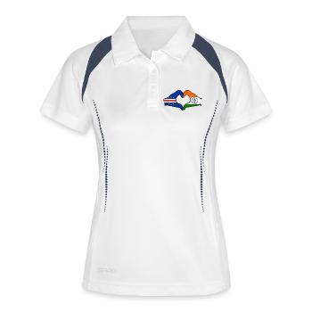 Kap Verde Indien Flagge Hände Herzform - Frauen Polo atmungsaktiv - Weiß/Navy - Vorne