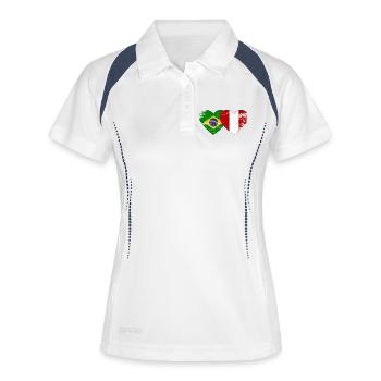 Drapeau du Brésil Pérou Mains en forme de cœur utilisé - Polo respirant Femme - blanc/marine - Devant