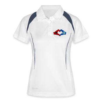 Drapeau Nazar d’Albanie Mains en forme de cœur - Polo respirant Femme - blanc/marine - Devant