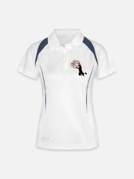 basketball - Polo respirant Femme - blanc/marine
