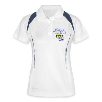 Junggesellenabschied , das wars die macht .(25) - Frauen Polo atmungsaktiv - Weiß/Navy - Vorne