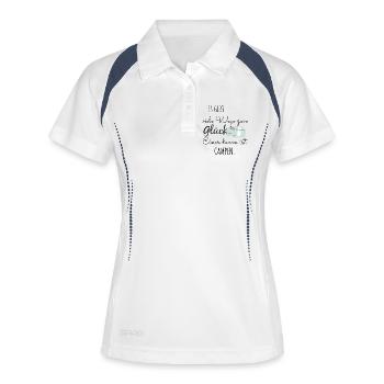 Camping Glück Campen Camper Zelt Spruch Geschenk - Frauen Polo atmungsaktiv - Weiß/Navy - Vorne