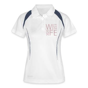 Ehefrau Est. 2023 Ehepaar Passende Hochzeit - Frauen Polo atmungsaktiv - Weiß/Navy - Vorne