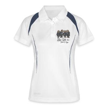 Abschied Kollege / Alles Gute von Deinen Kollegen - Frauen Polo atmungsaktiv - Weiß/Navy - Vorne