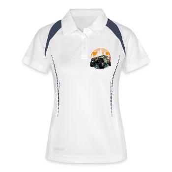 Jeep Sunrise Trail Abenteuer - Frauen Polo atmungsaktiv - Weiß/Navy - Vorne