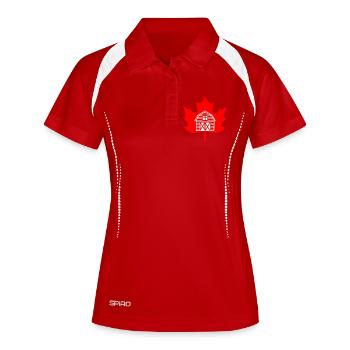 Logo de la ferme de la feuille d’érable du Canada - Polo respirant Femme - blanc/marine - Devant
