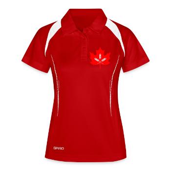 Logo du grain de feuille d’érable du Canada - Polo respirant Femme - blanc/marine - Devant