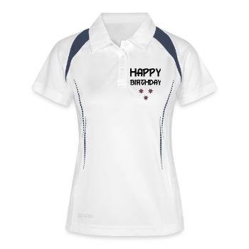 ALLES GUTE ZUM GEBURTSTAG. ALLES GUTE ZUM GEBURTSTAG. JAHRESTAG. - Frauen Polo atmungsaktiv - Weiß/Navy - Vorne