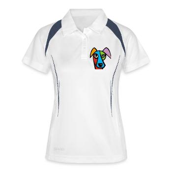 Lustiger Hund - Frauen Polo atmungsaktiv - Weiß/Navy - Vorne