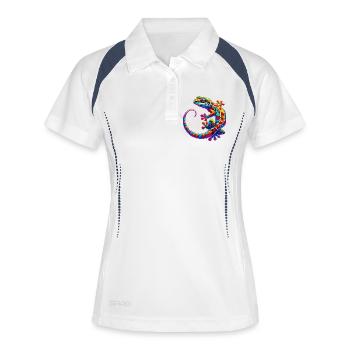 Gecko - Frauen Polo atmungsaktiv - Weiß/Navy - Vorne