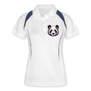 Panda - Frauen Polo atmungsaktiv - Weiß/Navy - Vorne