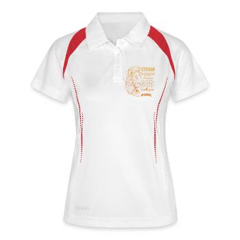 Joshua 1 9 - Be strong and courageous - Frauen Polo atmungsaktiv - Weiß/Navy - Vorne
