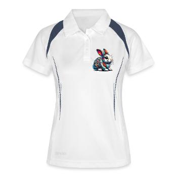 Kaninchen - Frauen Polo atmungsaktiv - Weiß/Navy - Vorne
