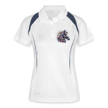 Pferd - Frauen Polo atmungsaktiv - Weiß/Navy - Vorne