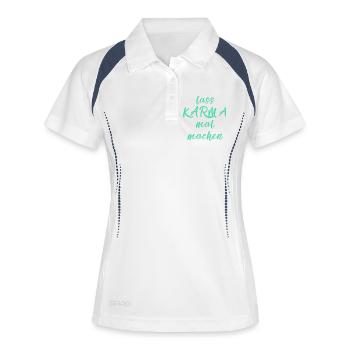 lass KARMA mal machen - Frauen Polo atmungsaktiv - Weiß/Navy - Vorne
